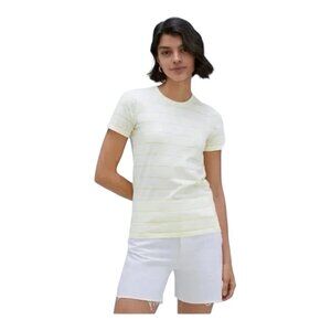 Everlane The Organic Cotton Crew Neck T Shirt Yellow Stripe Women Size Small New